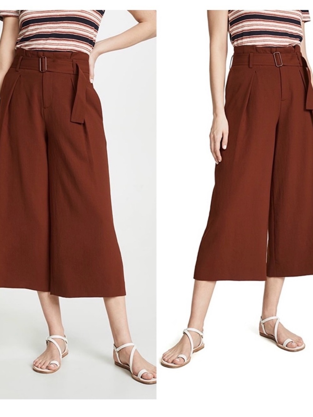 NEW Vince High Rise Belted Wide Leg Culottes in the shade Rust Sz 2 - Picture 4 of 11